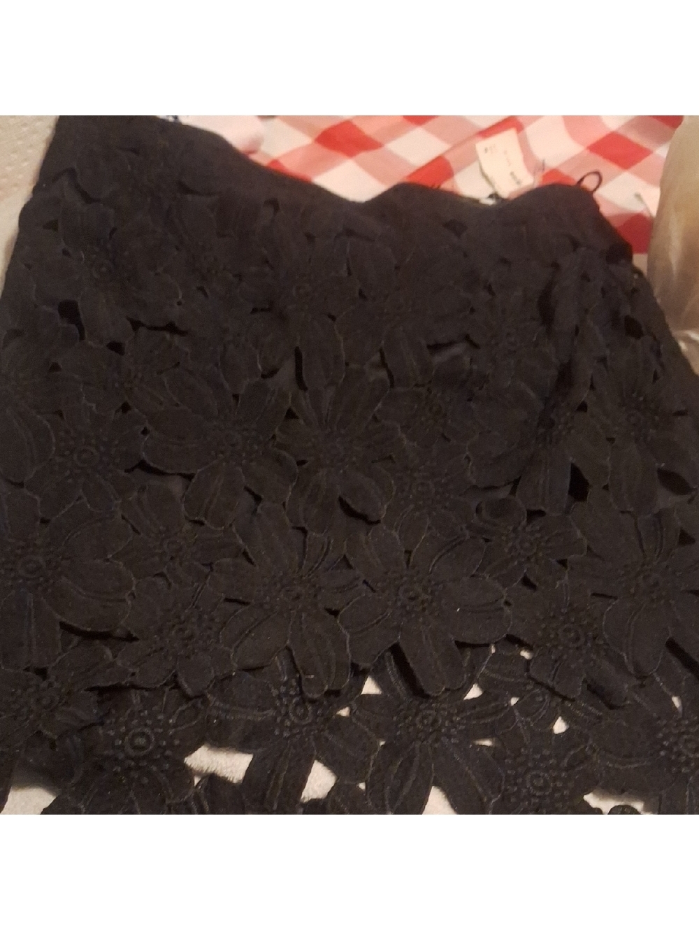 Black Floral Lace Skirt Falda